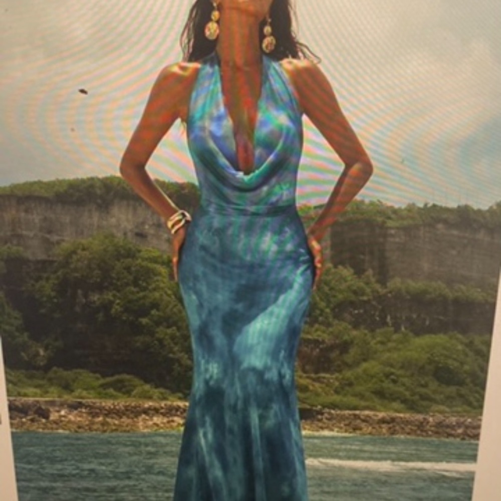 Elegant Blue Halter Maxi Dress